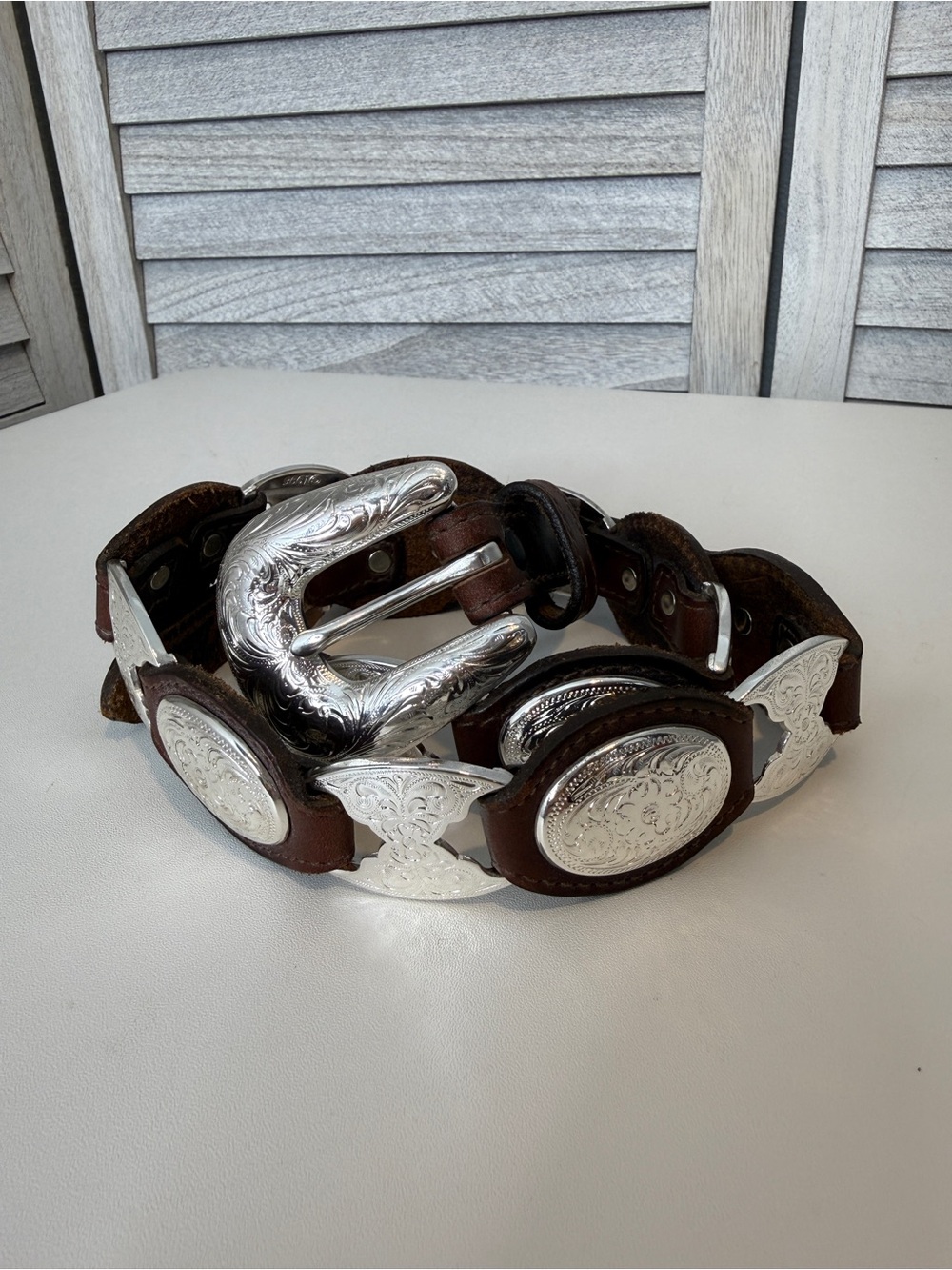 Vintage 1996 Tony Lama Genuine Leather Western Concho Belt – Size 32 - Picture 9 of 15
